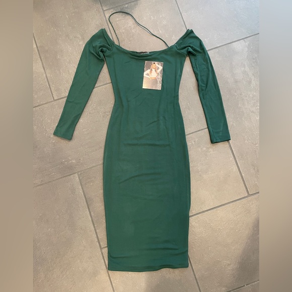 Naked Wardrobe The NW Strap In Dress Emerald - Picture 4 of 4